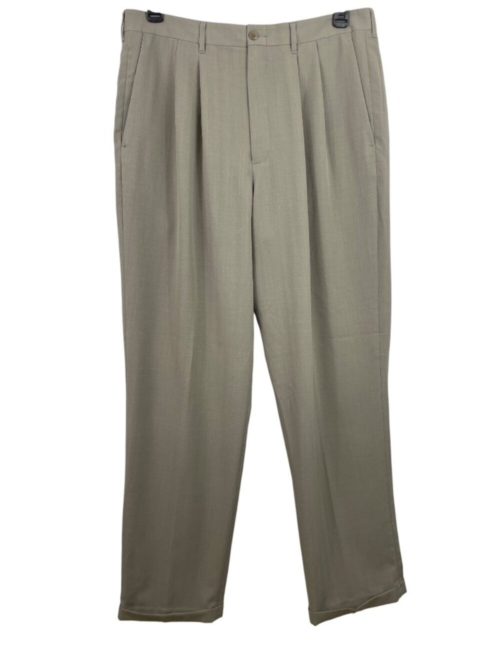 Claiborne Pleated Dress Pants Cuffed Hem Business Casual Light Green Size 36x34
